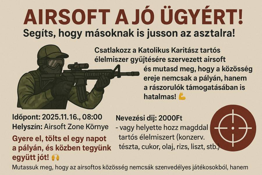 ? Airsoft a jó ügyért! – Segíts, hogy másoknak is jusson az asztalra! ?